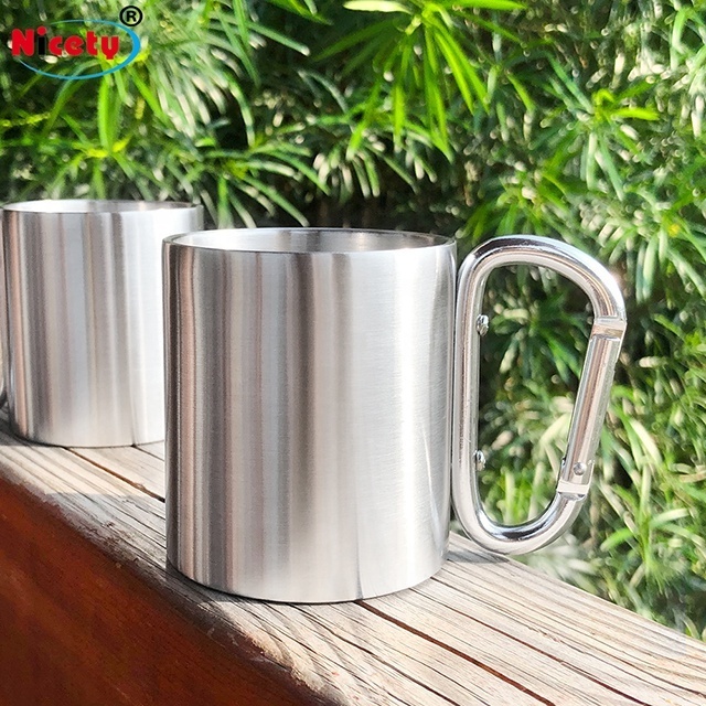 Custom camping mug stainless steel coffee travel mug logo stainless steel sublimation travel carabiner mug