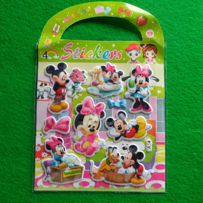 Custom design 3D Cartoon stickers sheet for kids Wholesale removable mickey Mouse puffy sticker