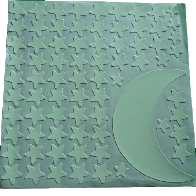 Custom shaped glow in dark star ceiling stickers sheet Kiss cut blue light moon glow vinyl luminous sticker