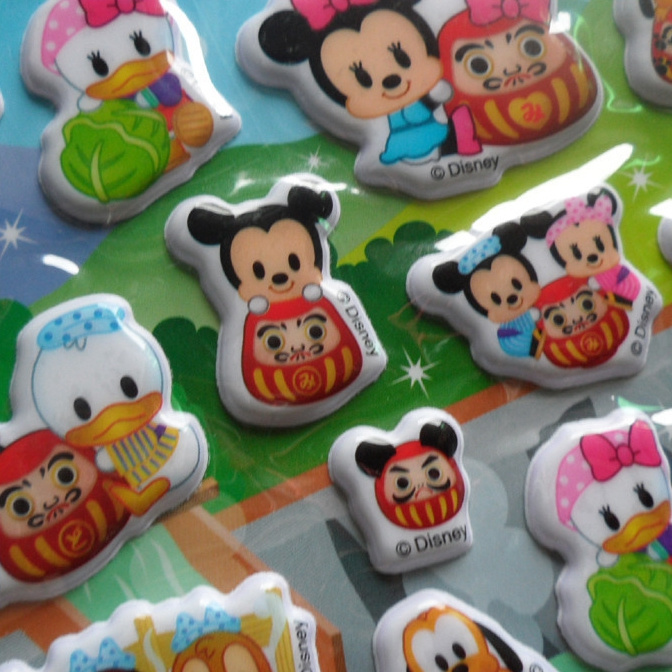 Custom design 3D Cartoon stickers sheet for kids Wholesale removable mickey Mouse puffy sticker