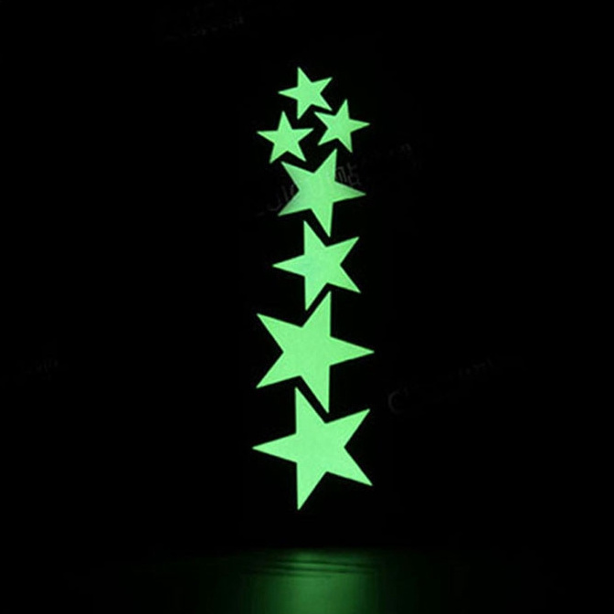 Custom shaped green light stars luminous sticker sheet Wholesale glow in dark star ceiling stickers