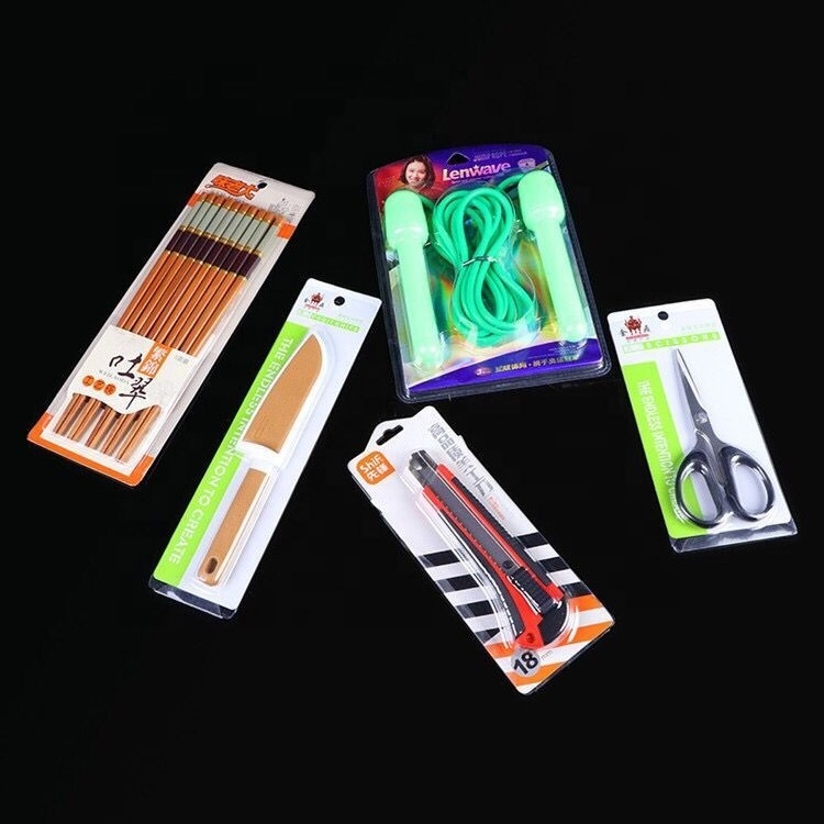 Custom PET PVC sliding plastic hardware card blister clamshell scissor blister pack