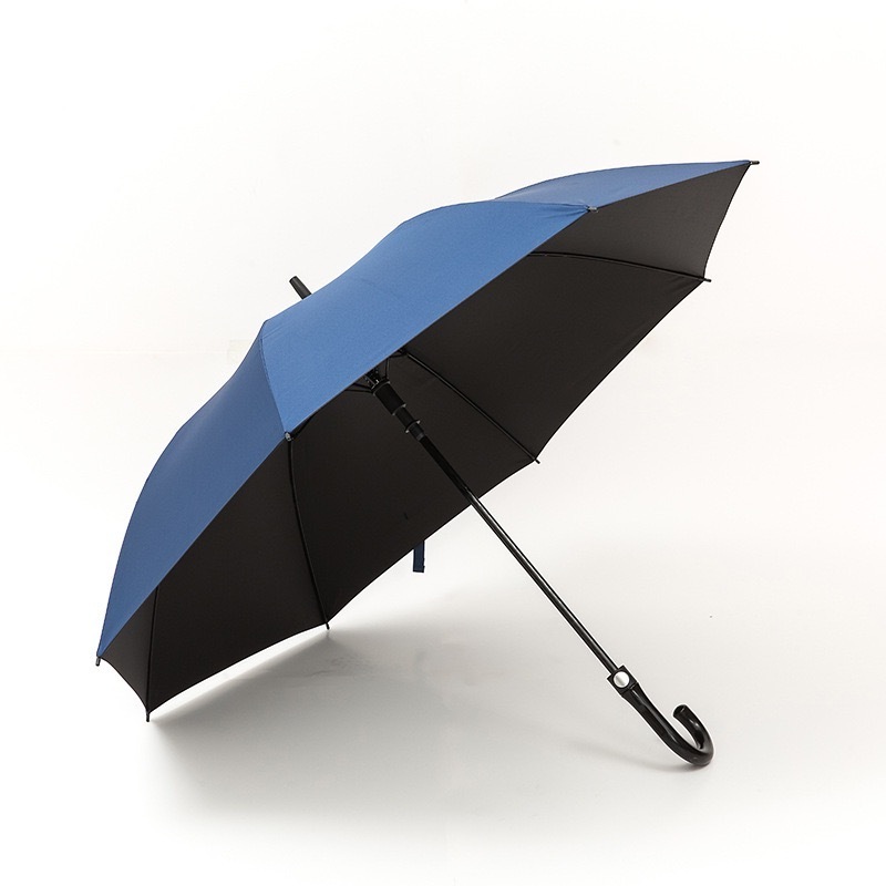 Wholesale fiber curved handle automatic umbrellas, enlarged and thickened black rubber sunshade and sunscreen umbrellas