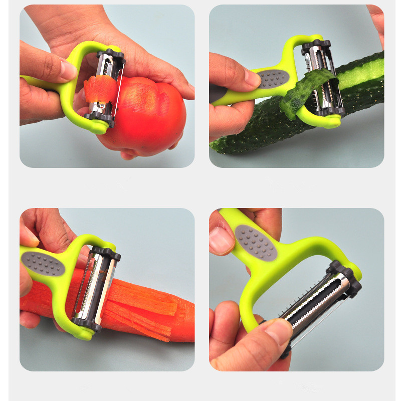 Manufacturers Wholesale stainless steel multi-function covered peeler, rotatable three in one peeler, potato shredder