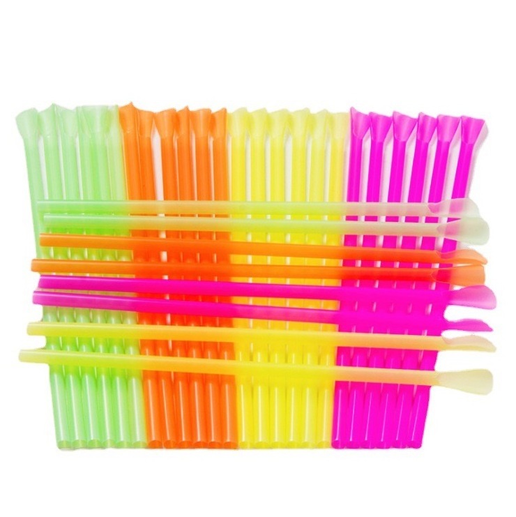 Wholesale Simple Disposable Straw with Spoon Sand Ice Straw Convenient and Practical Spoon shaped Straw