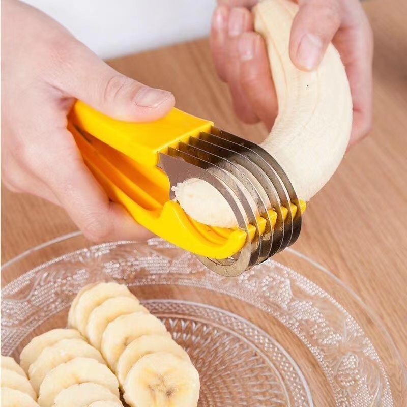 Multifunctional Kitchen Tools Food Grade Stainless Steel Vegetable Fruit Safe Cutter Banana Slicer