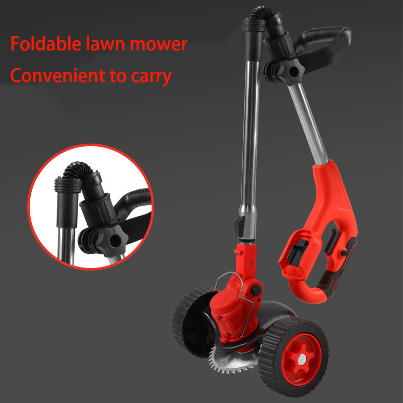 5 inch Foldable Handle Cordless Electric Grass Trimmer Garden Mowing Machine Lawn Mower Portable Grass Cutting Tools With Wheels