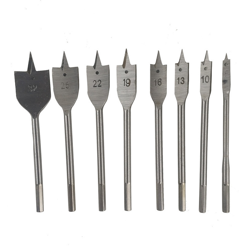 set of 10pcs tricuspid woodworking flat drill wood board hole opener high carbon steel wood drill bits