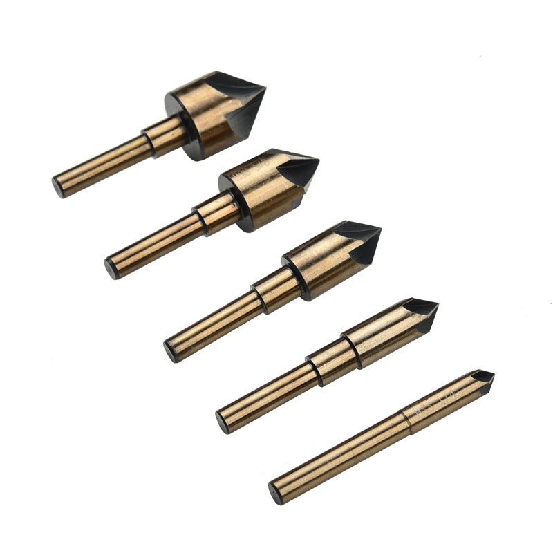 82 degree 5 edges chamfering cutter masonry drill countersunk drills taper chamfer machine HSS 4341 set of 5pcs inch system