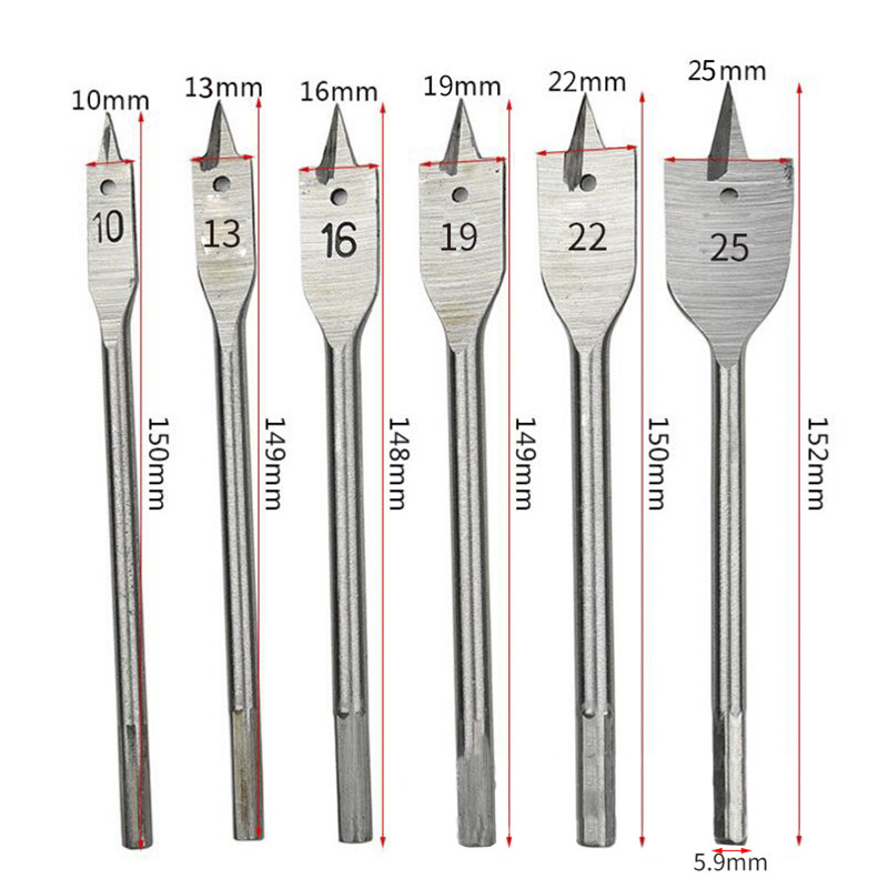 set of 10pcs tricuspid woodworking flat drill wood board hole opener high carbon steel wood drill bits