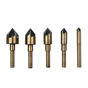 82 degree 5 edges chamfering cutter masonry drill countersunk drills taper chamfer machine HSS 4341 set of 5pcs inch system