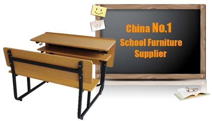 Connected school desk and Bench classroom table chair set