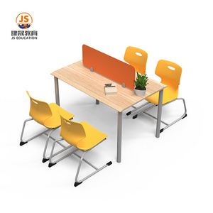 Simple steel structure school library furniture table and chair