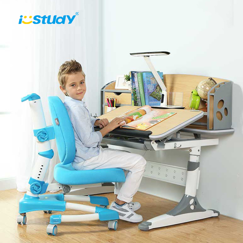 Bedroom furniture height adjustable kids children study table and chair set