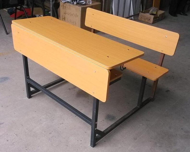 Connected school desk and Bench classroom table chair set