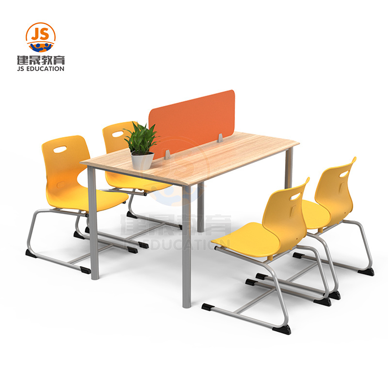 Simple steel structure school library furniture table and chair