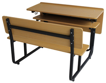 Connected school desk and Bench classroom table chair set