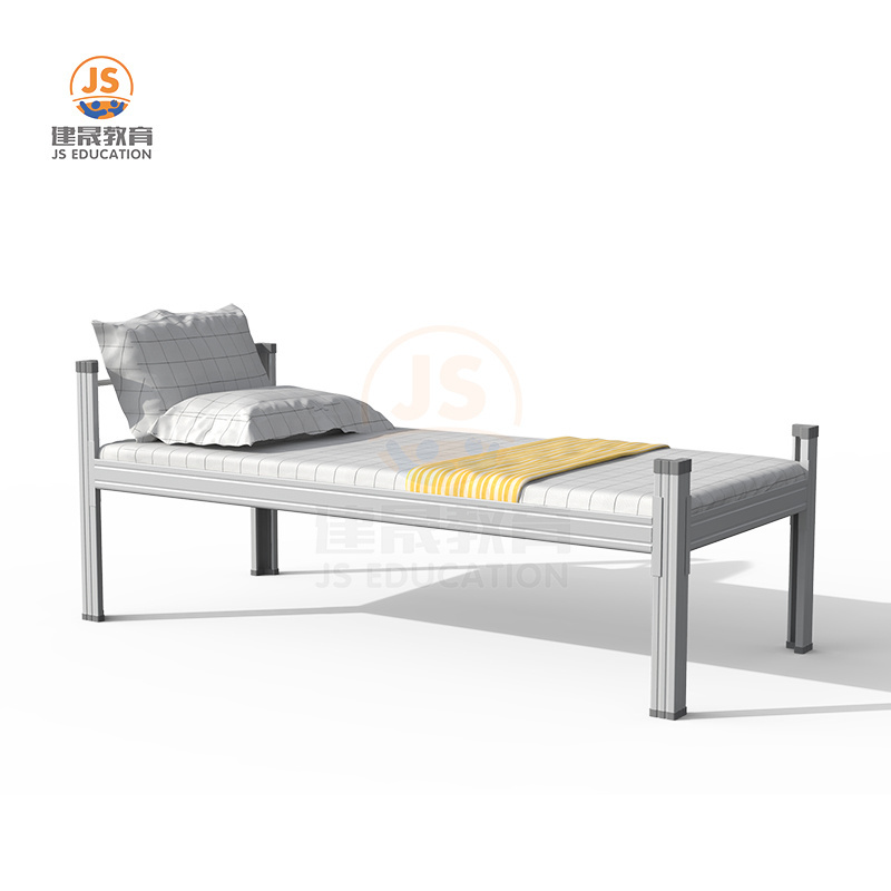 Stainless steel metal  bed frame  single durable customized hospital single apartment queen size bunk bed