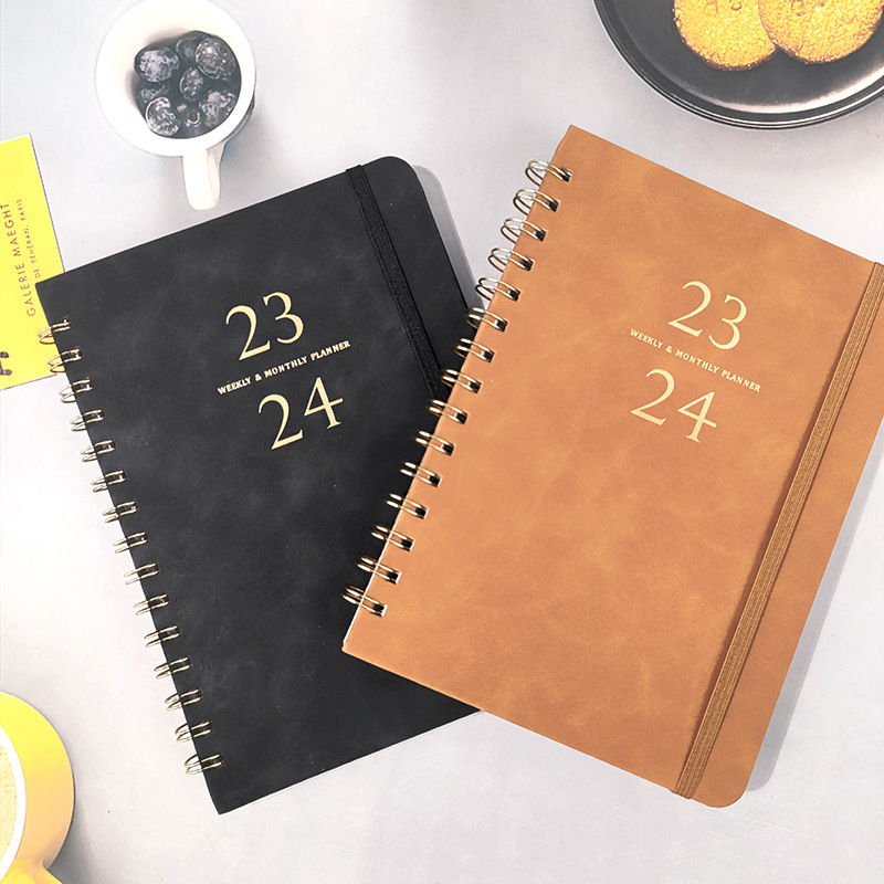 Custom Printing Spiral PU Cover With Double Ring Binding Notebook Custom Printing Agenda 2024 Diary Notebooks Planner Notebook