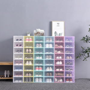 Factory Direct Plastic Sneaker Storage Box Stackable Hot Selling Clear Shoe Box Drop Front Transparent Shoe Container Organizer