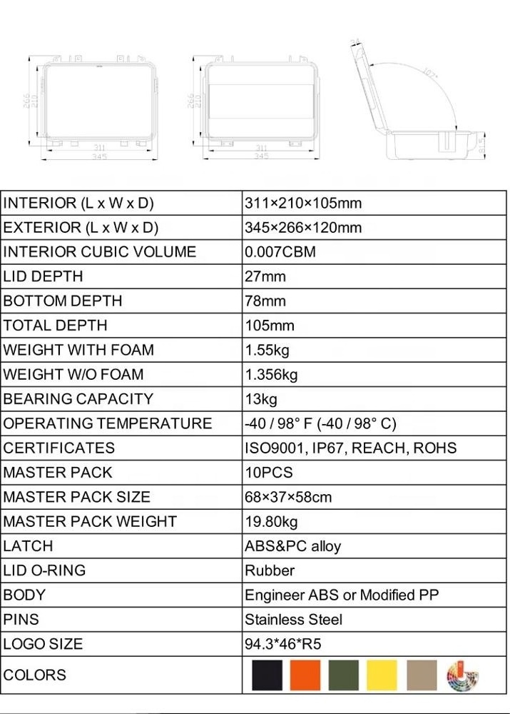 EPC019 Hard carrying plastic ammo reloading equipment toolbox case custom storage case for electronic