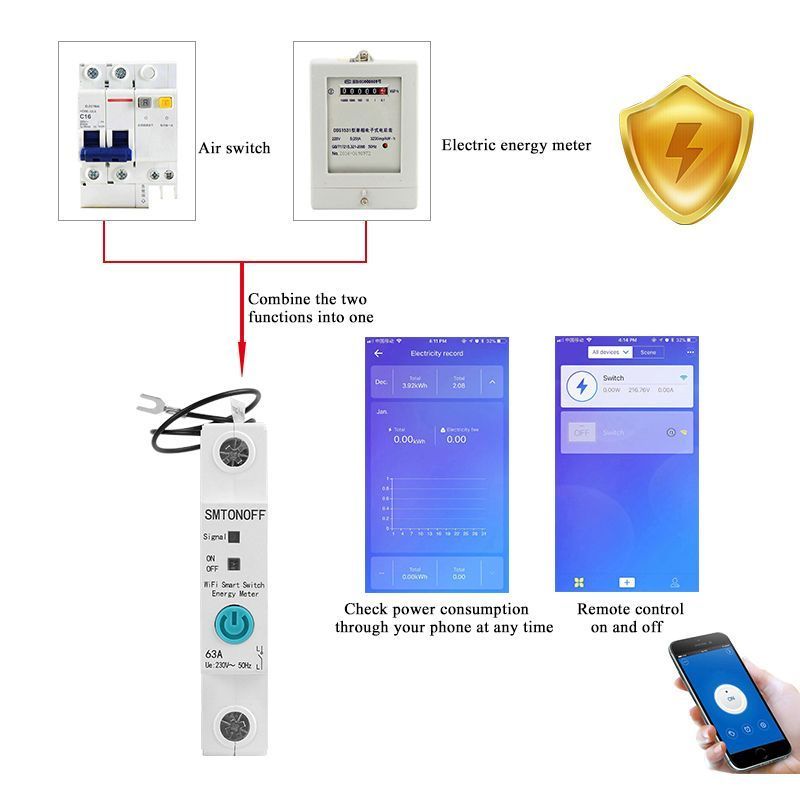 Energy Meter ewelink voice control power metering home electric device smart mcb wifi mcb smart tuya meter smart