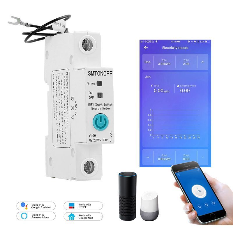 Energy Meter ewelink voice control power metering home electric device smart mcb wifi mcb smart tuya meter smart