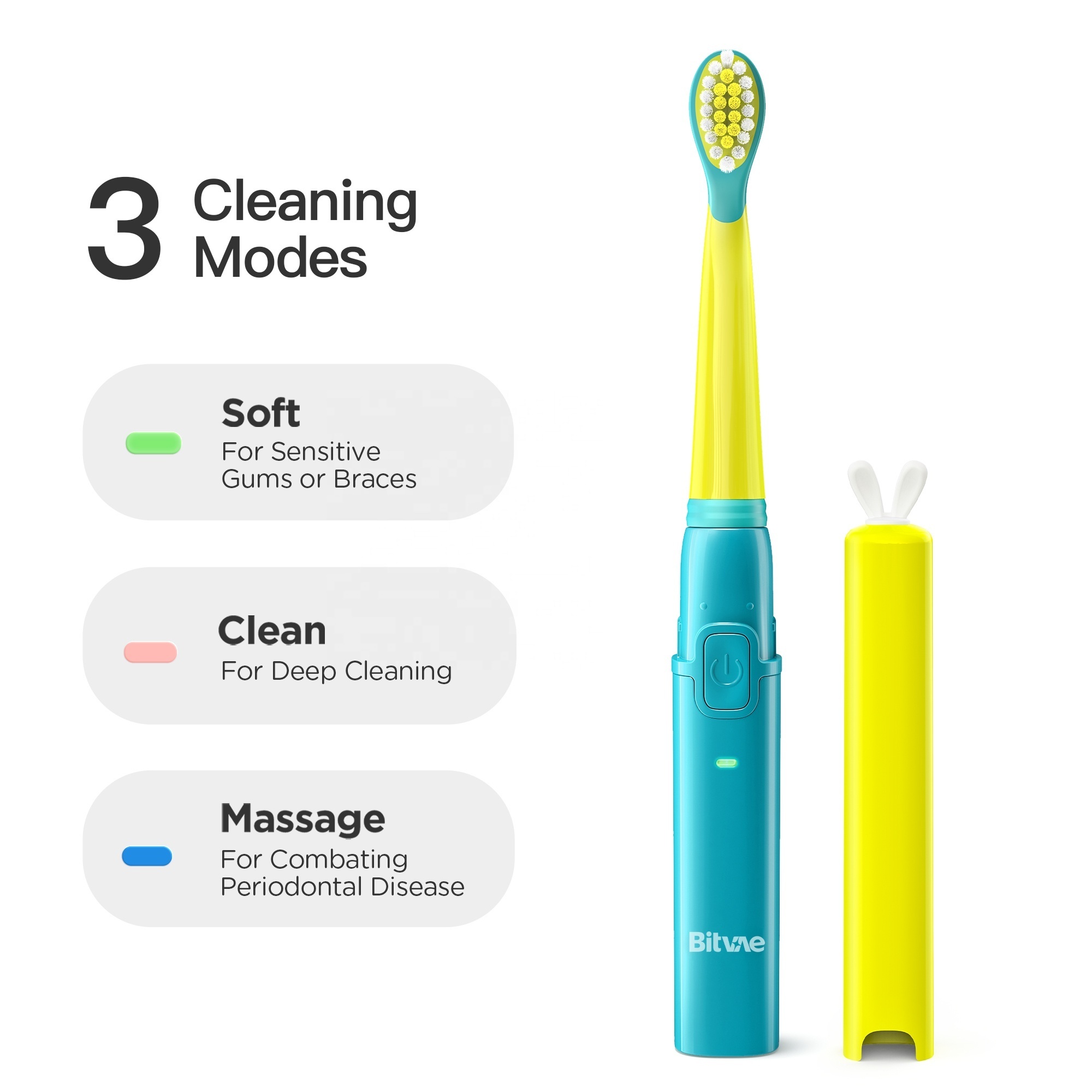 Bitvae BV 2001 Best Selling Kids Cartoon Electric Toothbrush with 2 Brush Heads