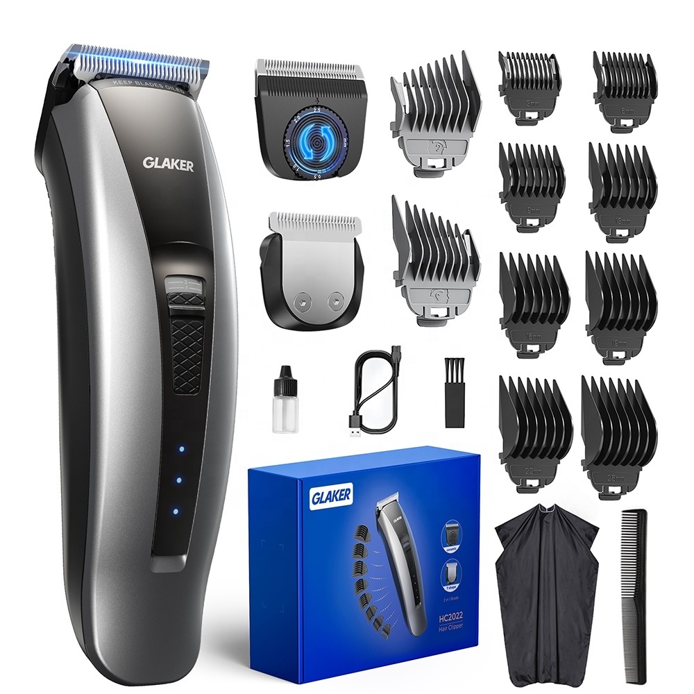 GLAKER GL HC2022 Cordless 2 in 1 Versatile Hair Trimmer with 10 Guards Hair Clippers for Men