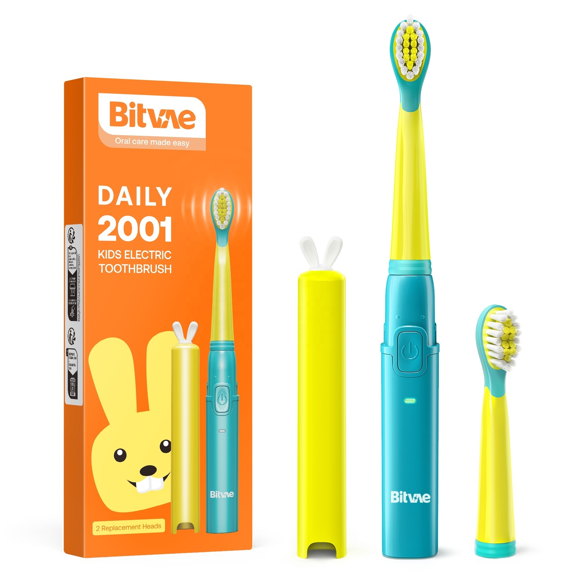 Bitvae BV 2001 Best Selling Kids Cartoon Electric Toothbrush with 2 Brush Heads