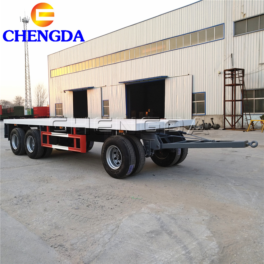 20ft 3 Axle Flatbed Container Full Drawbar Trailer