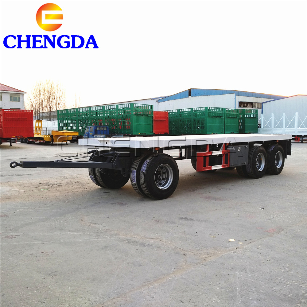 20ft 3 Axle Flatbed Container Full Drawbar Trailer