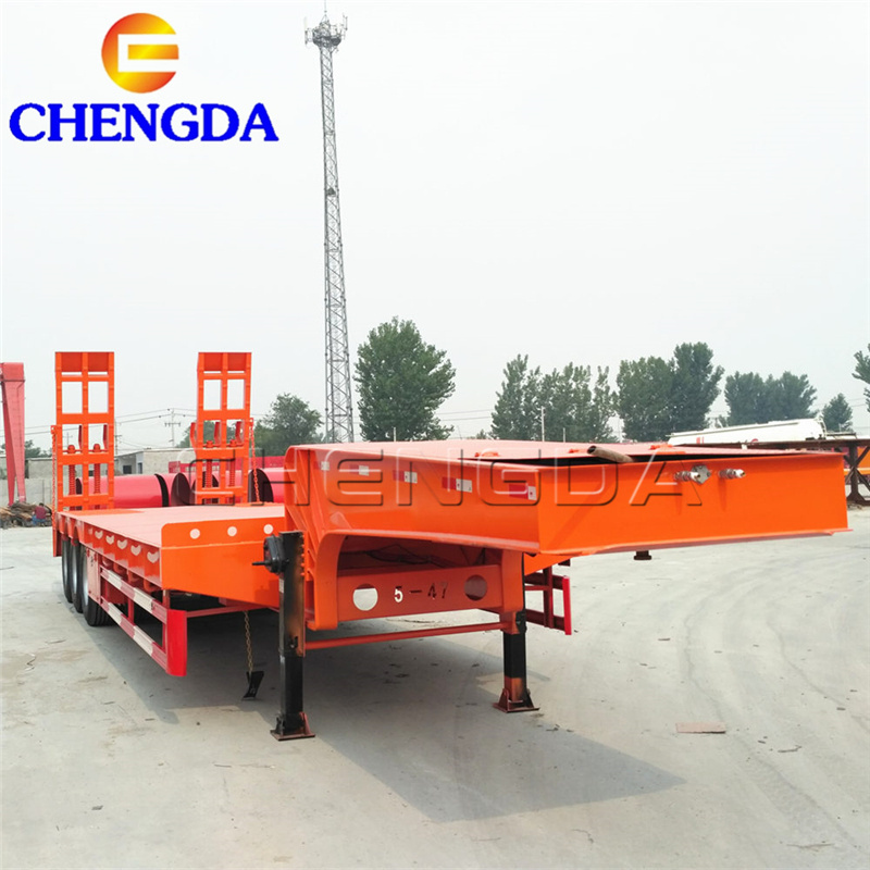 40FT Heavy Duty Equipment Trailer Low Bed Trailer Dimensions 16M Central Asian Region Type Low Bed Trailer