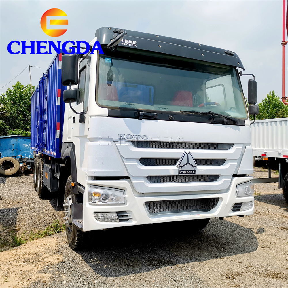 Used 6x4 Sino Howo China Box Truck 371h Box Cargo Trucks with Lift Gate For Ethiopia