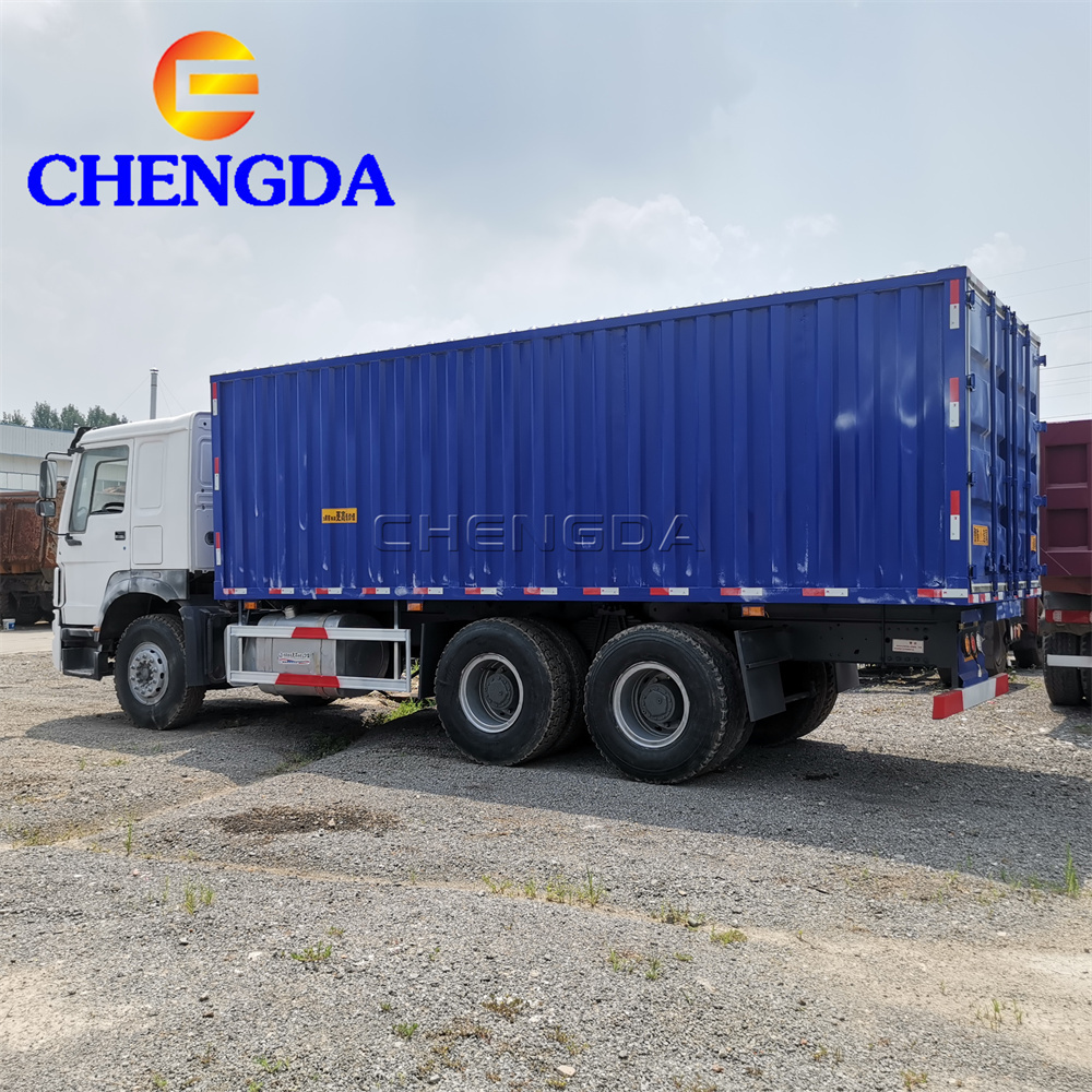 Used 6x4 Sino Howo China Box Truck 371h Box Cargo Trucks with Lift Gate For Ethiopia