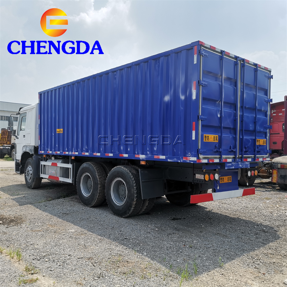 Used 6x4 Sino Howo China Box Truck 371h Box Cargo Trucks with Lift Gate For Ethiopia