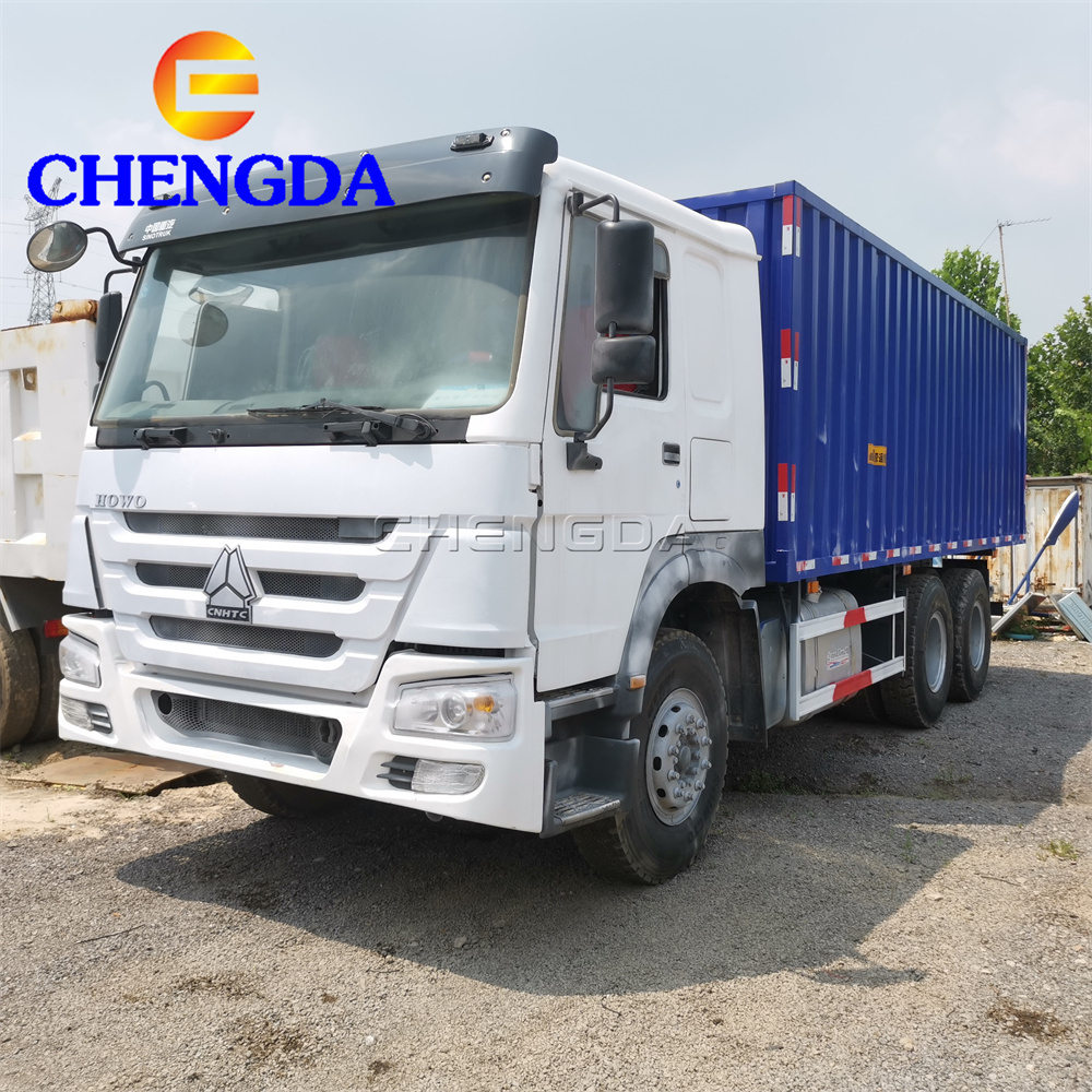 Used 6x4 Sino Howo China Box Truck 371h Box Cargo Trucks with Lift Gate For Ethiopia