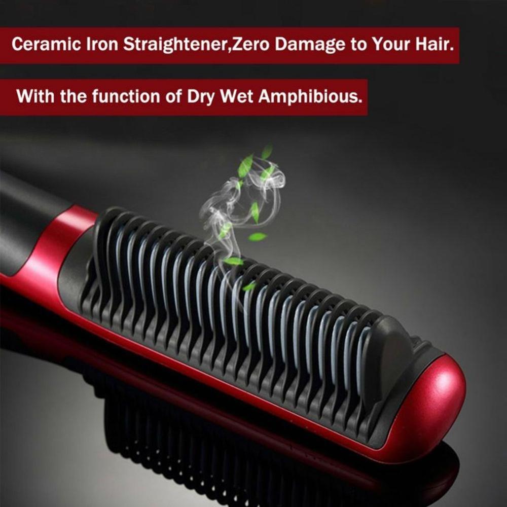 3 in 1 Hair Straightening Comb Hair Brush Tourmaline Ceramic Negative Ions Hair Straightener