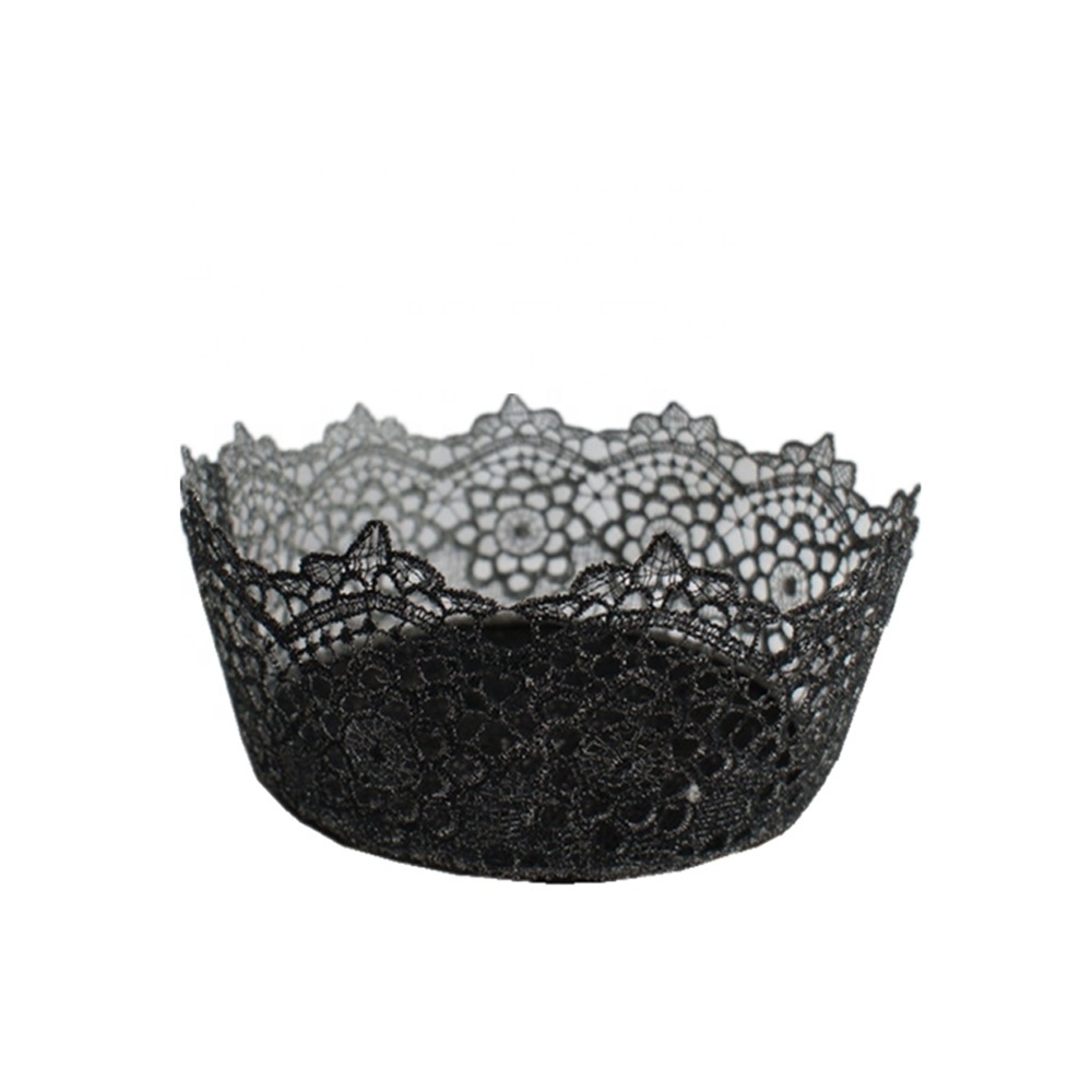 Eco-friendly outdoor fashion straw bags Qingdao Victoria Wholesale Fashion Black Lace Basket On Table