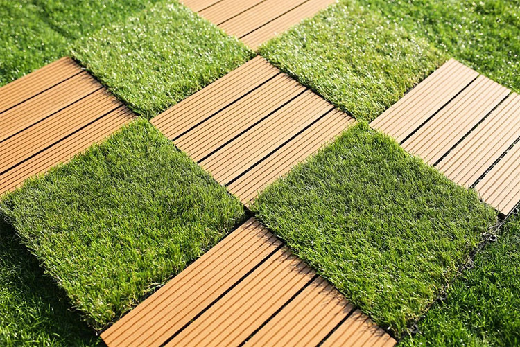 Wholesale Garden Grass Tiles WPC Interlocking Artificial Grass decking tiles