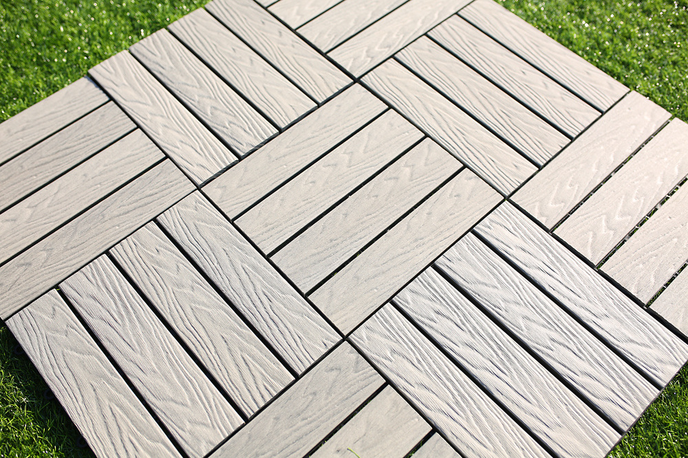 Simple Assemble 3d embossing Easy Installing  tiles floor patio outdoor Diy WPC Decking