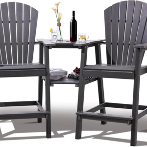 Weather Resistant Balcony Chair Tall Adirondack Chair Set Outdoor Adirondack Barstools With Connecting Tray