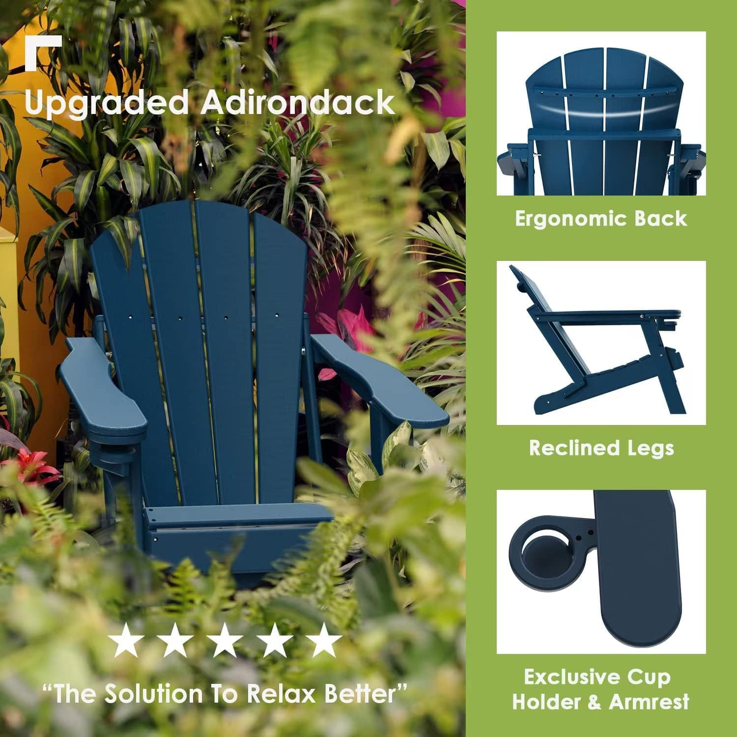 Outdoor Furniture Modern Design Hdpe Folding Adirondack Chair Manufacturer For Sales