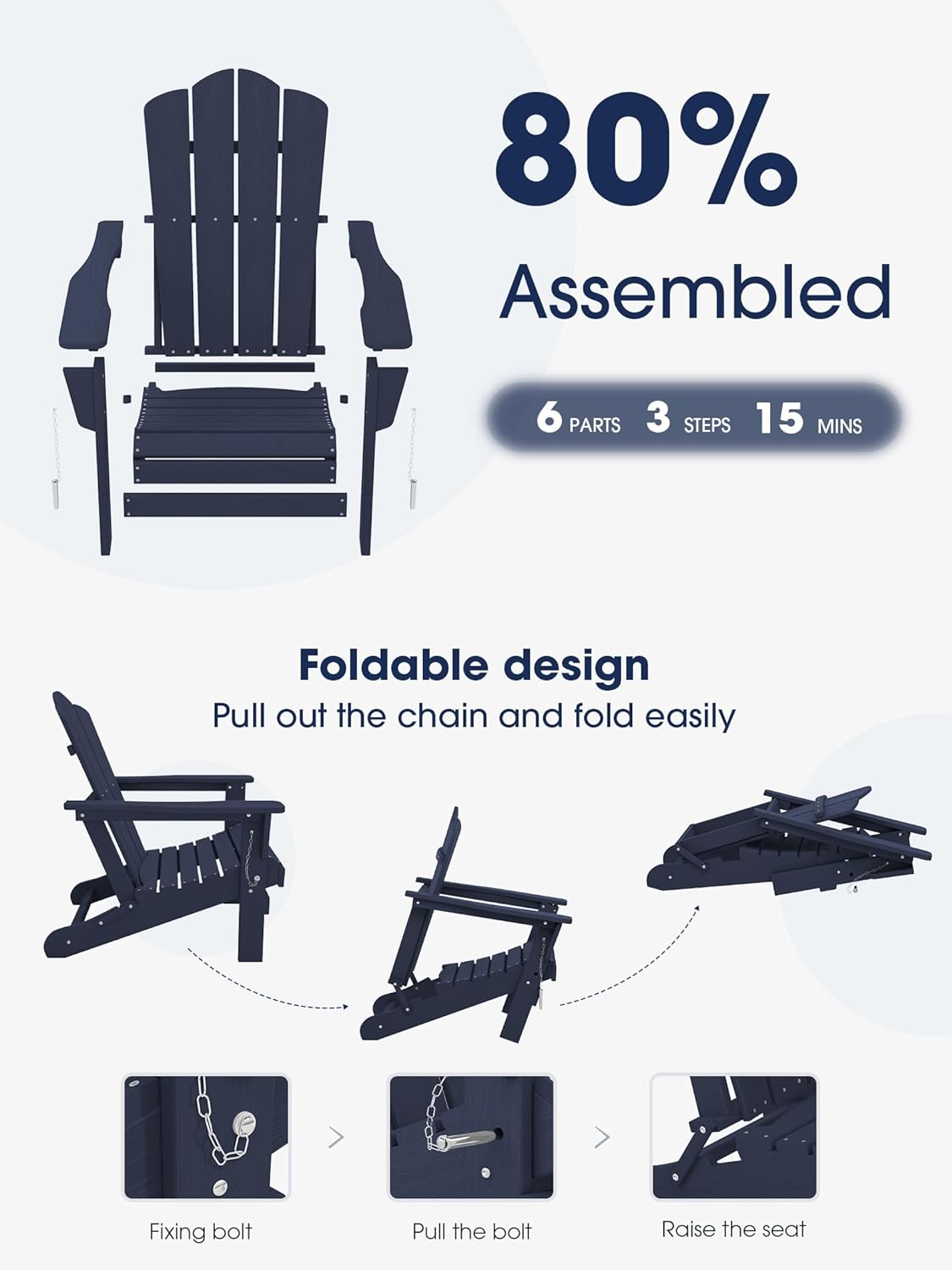 Patio Outdoor Garden Adirondack Chair Hdpe All Weather Adirondack Chair Folding Plastic Furniture