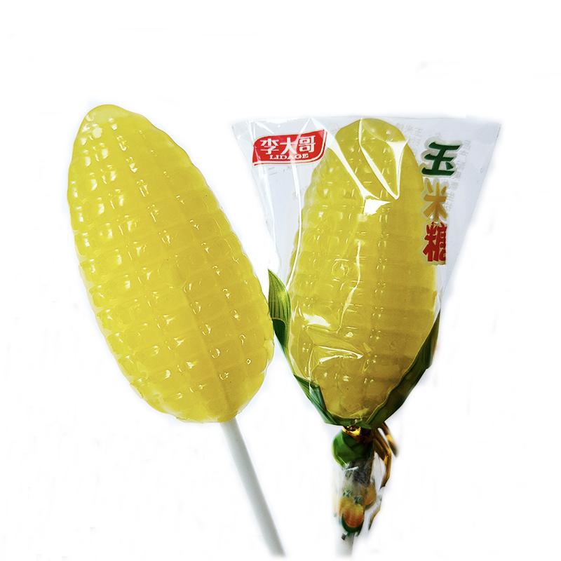 New Style Custom OEM Sweet Corn Shape Lollipop Candy