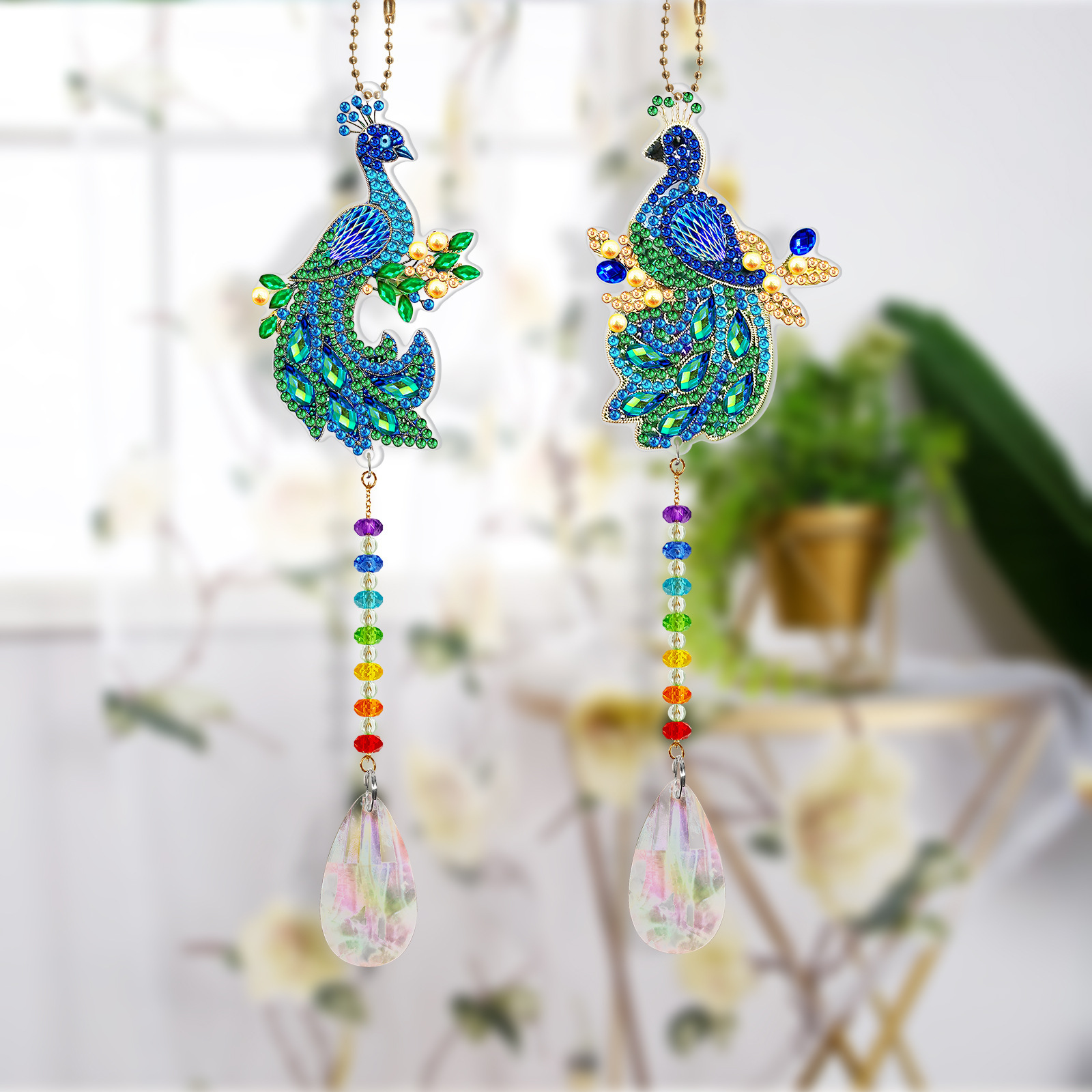 Diamond Painting Crystal Pendant Bird Butterfly Window Wind Chime Tassels Pendant Wall Ornaments Holiday Home Decor DIY Crafts