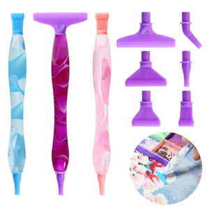 5D DIY Diamond Painting Pick Up Pens Set with 6 Threaded Pen Tips Resin Stone Picking Tools Pen Accessories Nail Tools