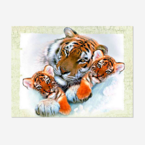 Tiger Family Animals 5D Diamond Mosaic Diamond Canvas Diamond Painting Mural Living Room Decor Picture of Rhinestone Gift