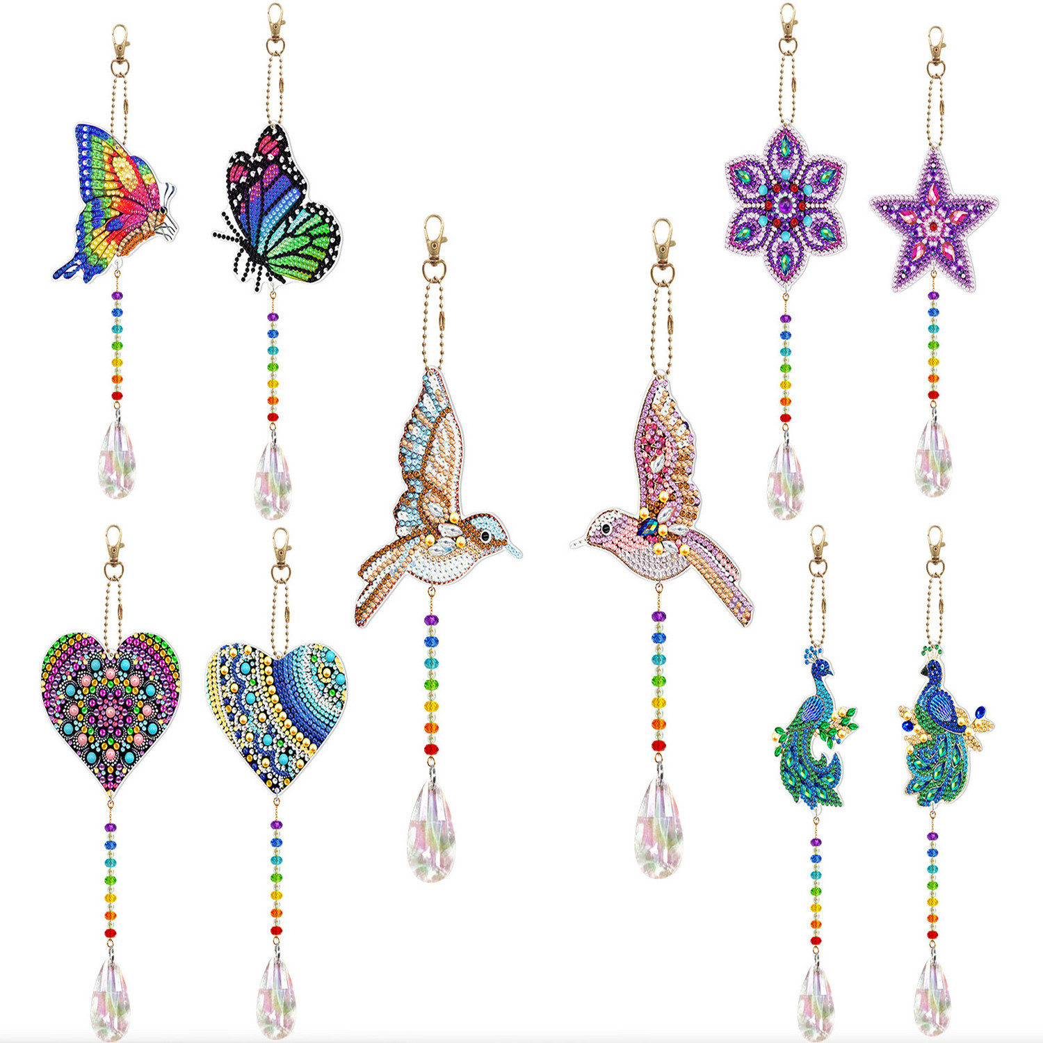 Diamond Painting Crystal Pendant Bird Butterfly Window Wind Chime Tassels Pendant Wall Ornaments Holiday Home Decor DIY Crafts