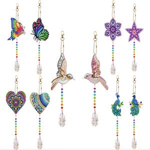 Diamond Painting Crystal Pendant Bird Butterfly Window Wind Chime Tassels Pendant Wall Ornaments Holiday Home Decor DIY Crafts